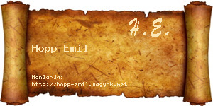 Hopp Emil névjegykártya